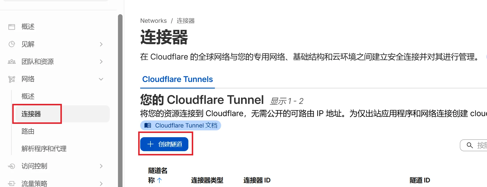 创建一个tunnel